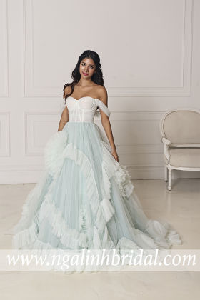 MINT ROSY TULLE GOWN